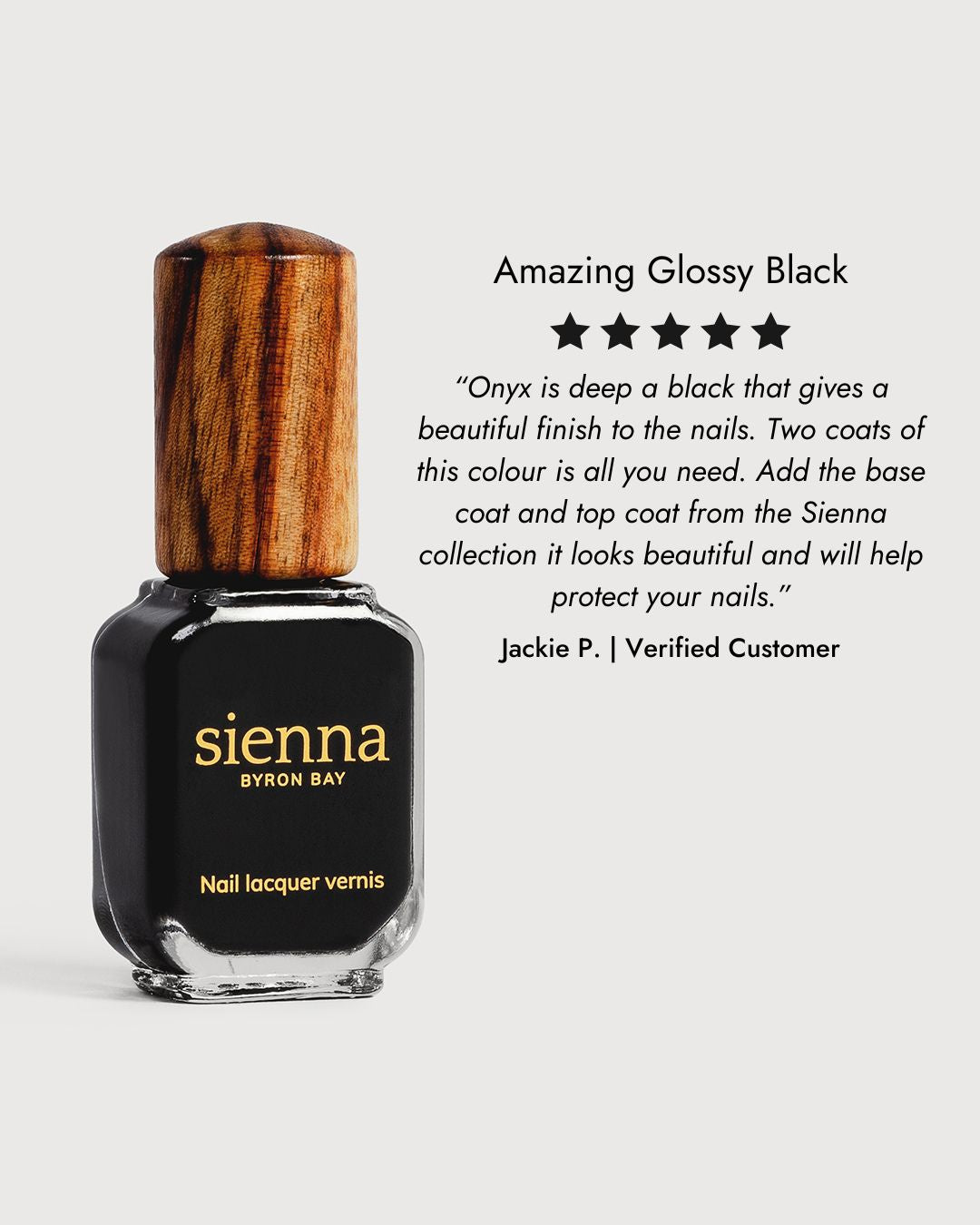 jet black nail polish glass bottle with 5 star review