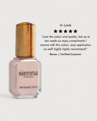 Light champagne pink nail polish glass bottle with 5 star review