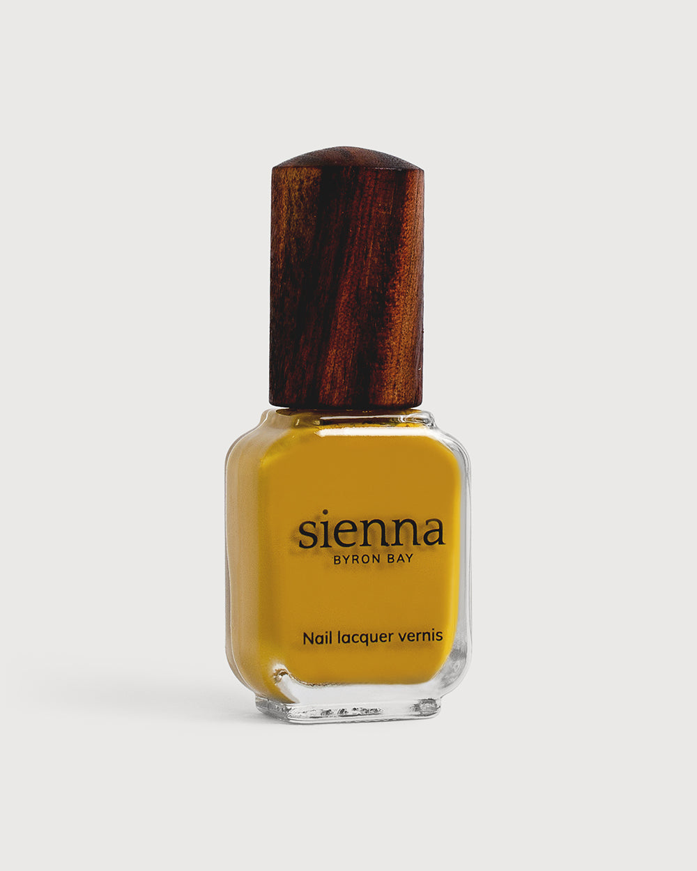 Tuscan sun yellow nail polish glass bottle with timber cap