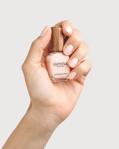 Nude Light Peach Sienna Nail Polish on Fair Skin Tone