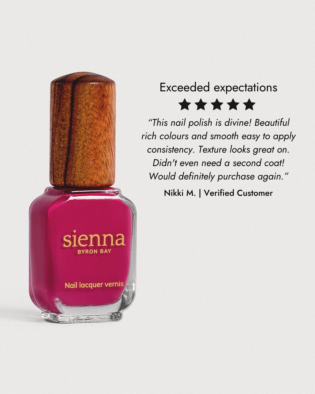 fushia pink nail polish bottle 5 star review