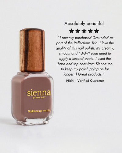 Grounded mylk chocolate crème Sienna nail polish bottles 5 star review
