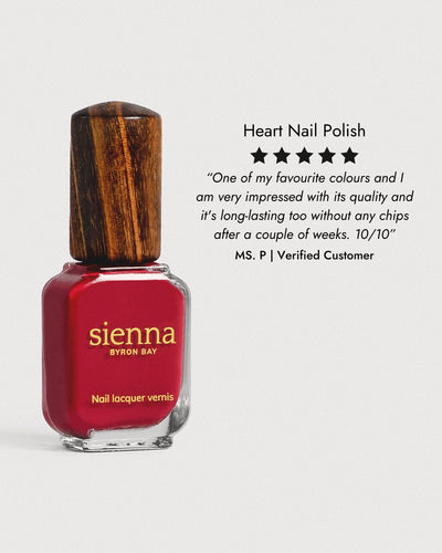 classic red nail polish bottle with timber cap 5 star review