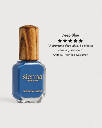 electric blue nail polish by Sienna byron Bay 5 star review