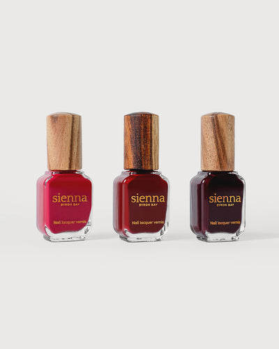 Red Nail Polish Sienna Bottles with Timber Caps