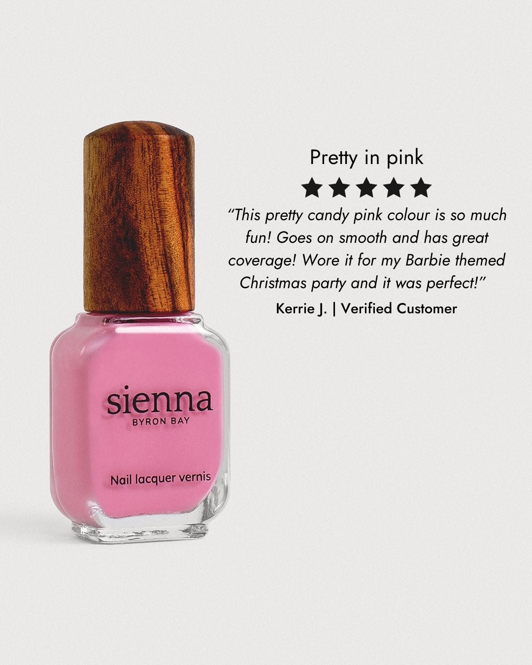 classic lolly pink nail polish glass bottle with 5 star review