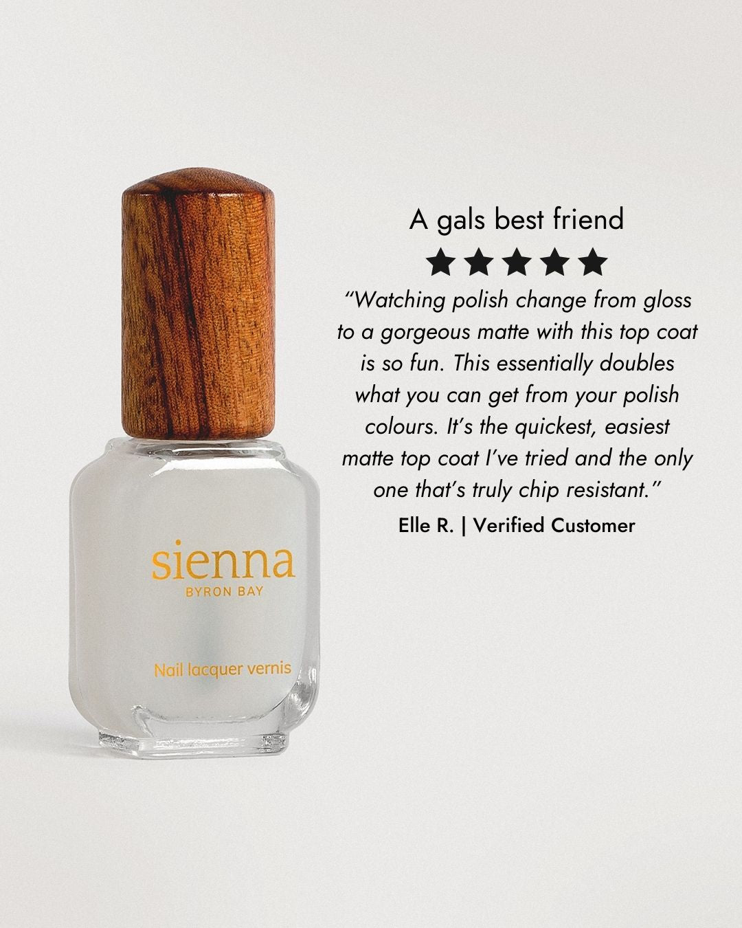 clear matte top coat nail polish glass bottle with 5 star review