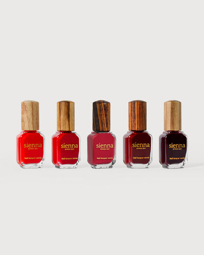 Collection of Red Nail Polishes by Sienna Byron Bay