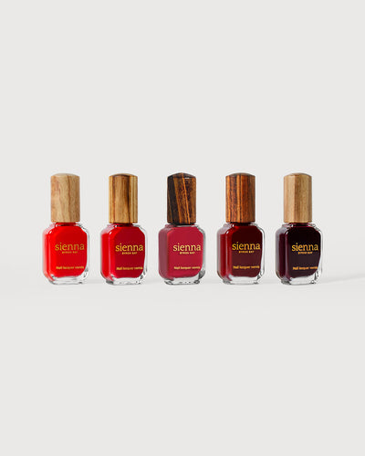 Collection of Red Nail Polishes by Sienna Byron Bay