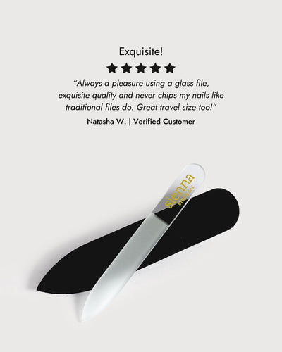 mini glass nail file with black cover and  start review