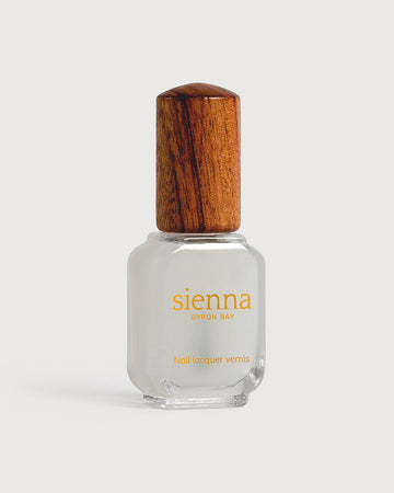 clear matte top coat nail polish glass bottle with timber cap