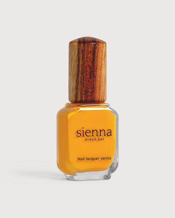 Sunflower yellow nail polish glass bottle with timber cap