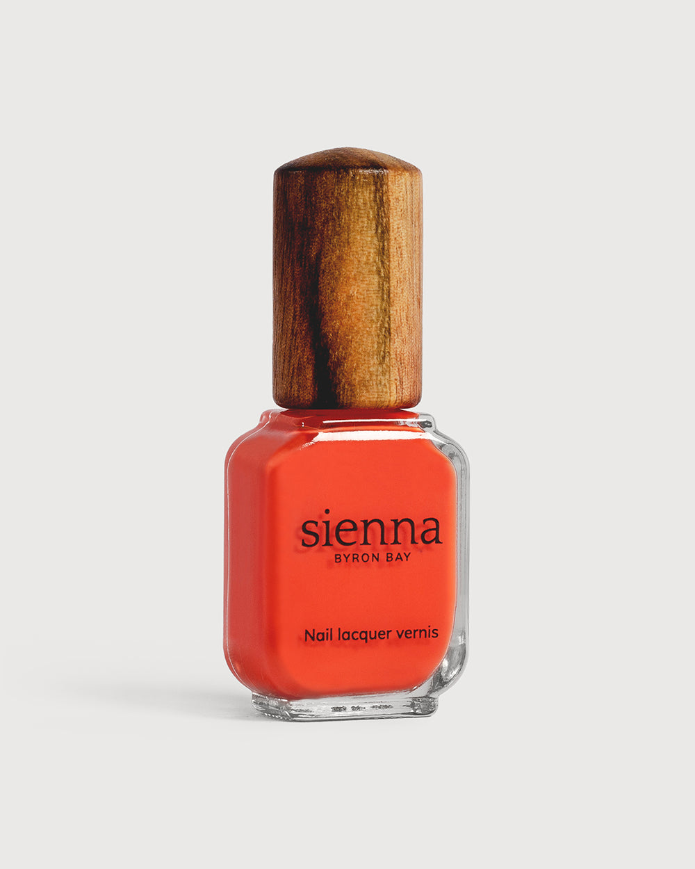 Tangerine nail polish glass bottle with timber cap