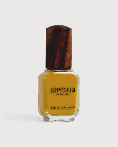 Tuscan sun yellow nail polish glass bottle with timber cap